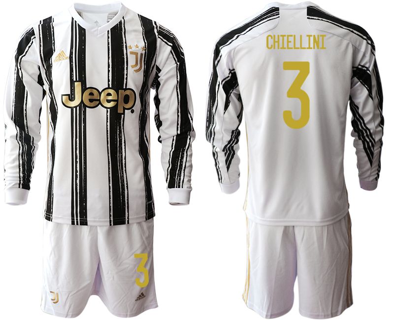 Men 2020-2021 club Juventus home long sleeves #3 white Soccer Jerseys